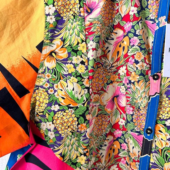 *$450 NWT RE/DONE MULTI PINEAPPLE OVERSIZED SHIRT DRESS SZ SMALL - Picture 7 of 8